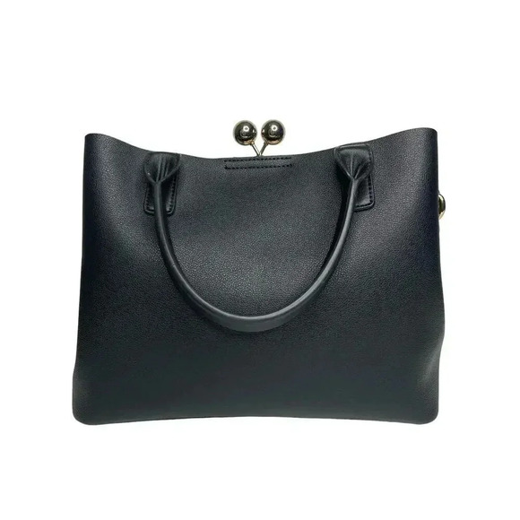 Dune London Faux Pebbled Leather black Medium Tote Bag gold hardware - Picture 3 of 9